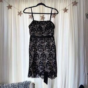 Black Lace & Gold Mini Dress